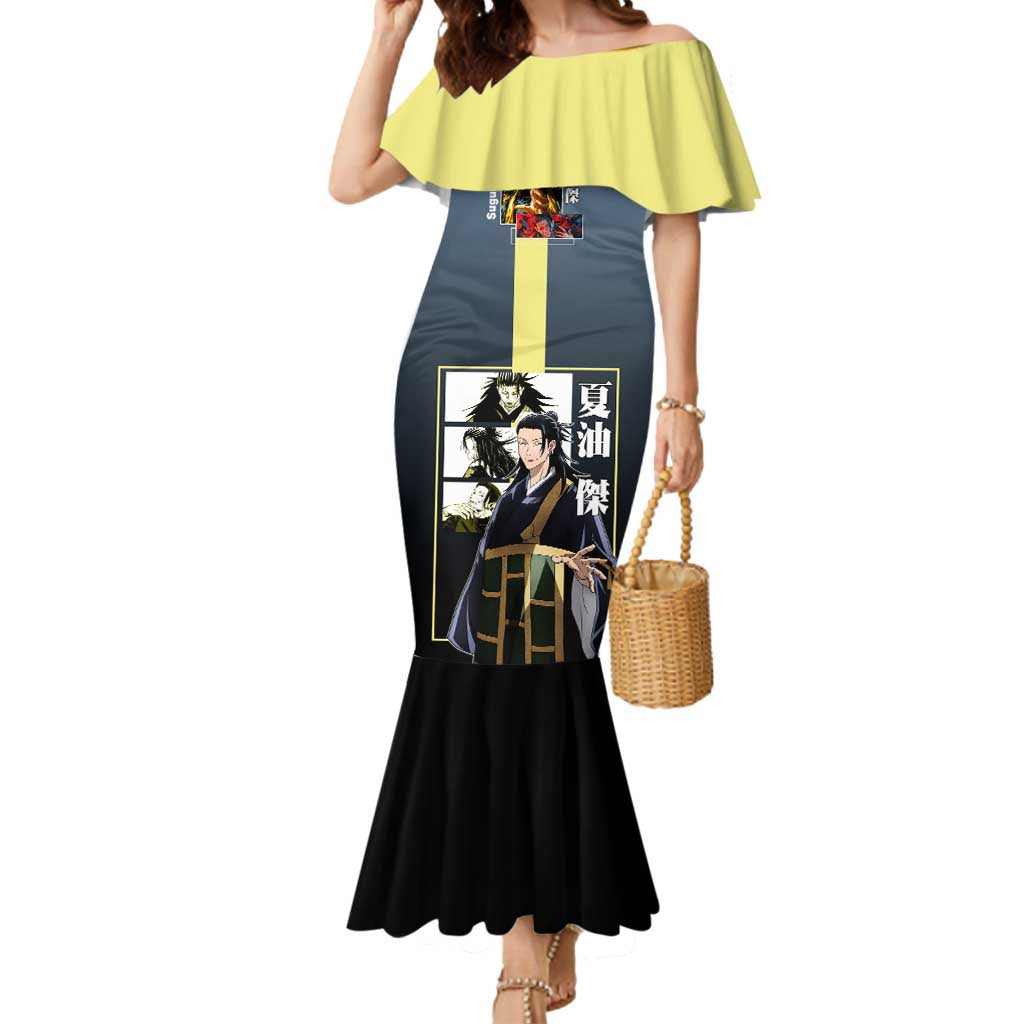 Suguru Geto from Jujutsu Kaisen Mermaid Dress with Yellow and Blue Background and Multiple Poses Design - The Mazicc