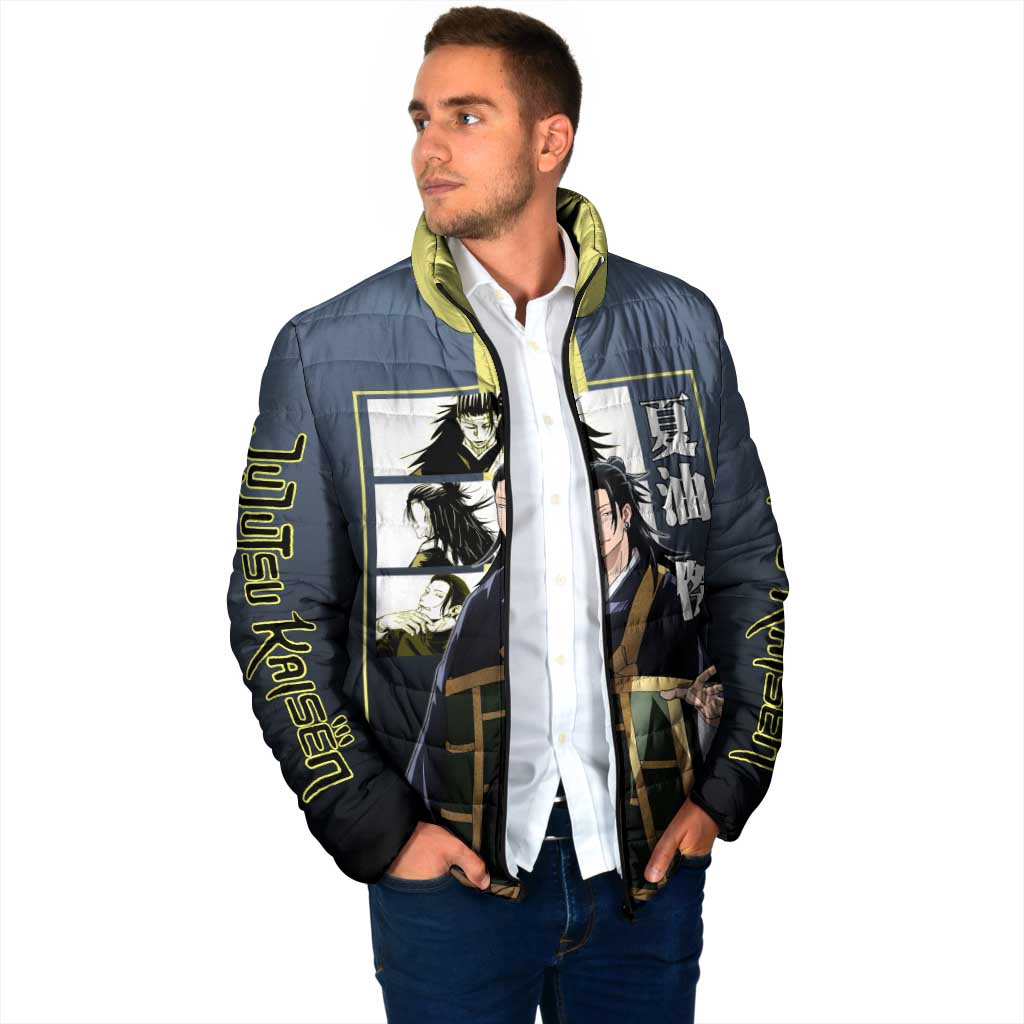 Suguru Geto from Jujutsu Kaisen Padded Jacket with Yellow and Blue Background and Multiple Poses Design - The Mazicc