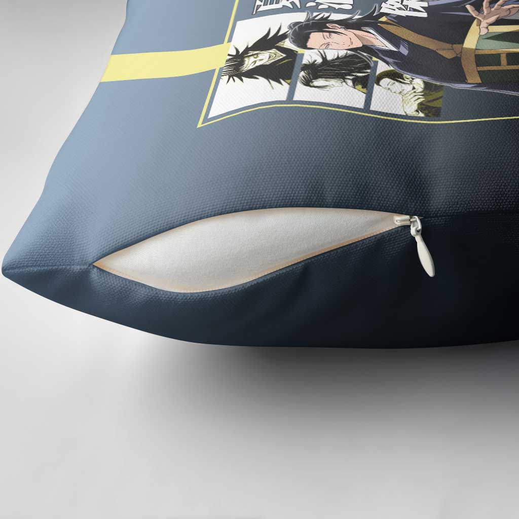 Suguru Geto from Jujutsu Kaisen Pillow Cover with Yellow and Blue Background and Multiple Poses Design - The Mazicc