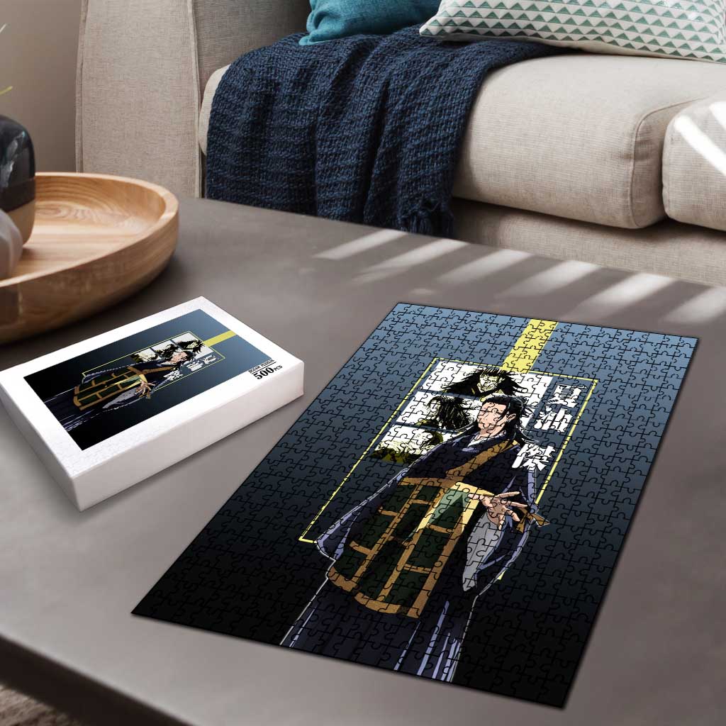 Suguru Geto from Jujutsu Kaisen Puzzle with Yellow and Blue Background and Multiple Poses Design - The Mazicc