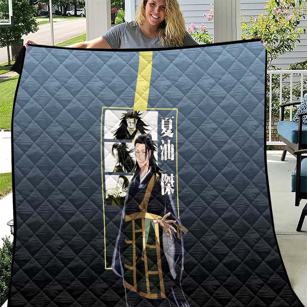 Suguru Geto from Jujutsu Kaisen Quilt with Yellow and Blue Background and Multiple Poses Design - The Mazicc
