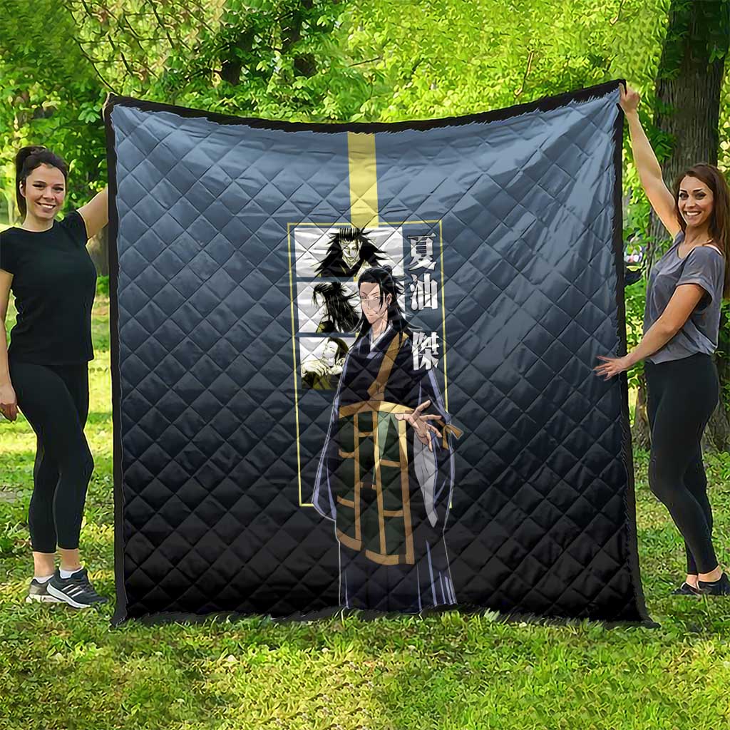 Suguru Geto from Jujutsu Kaisen Quilt with Yellow and Blue Background and Multiple Poses Design - The Mazicc