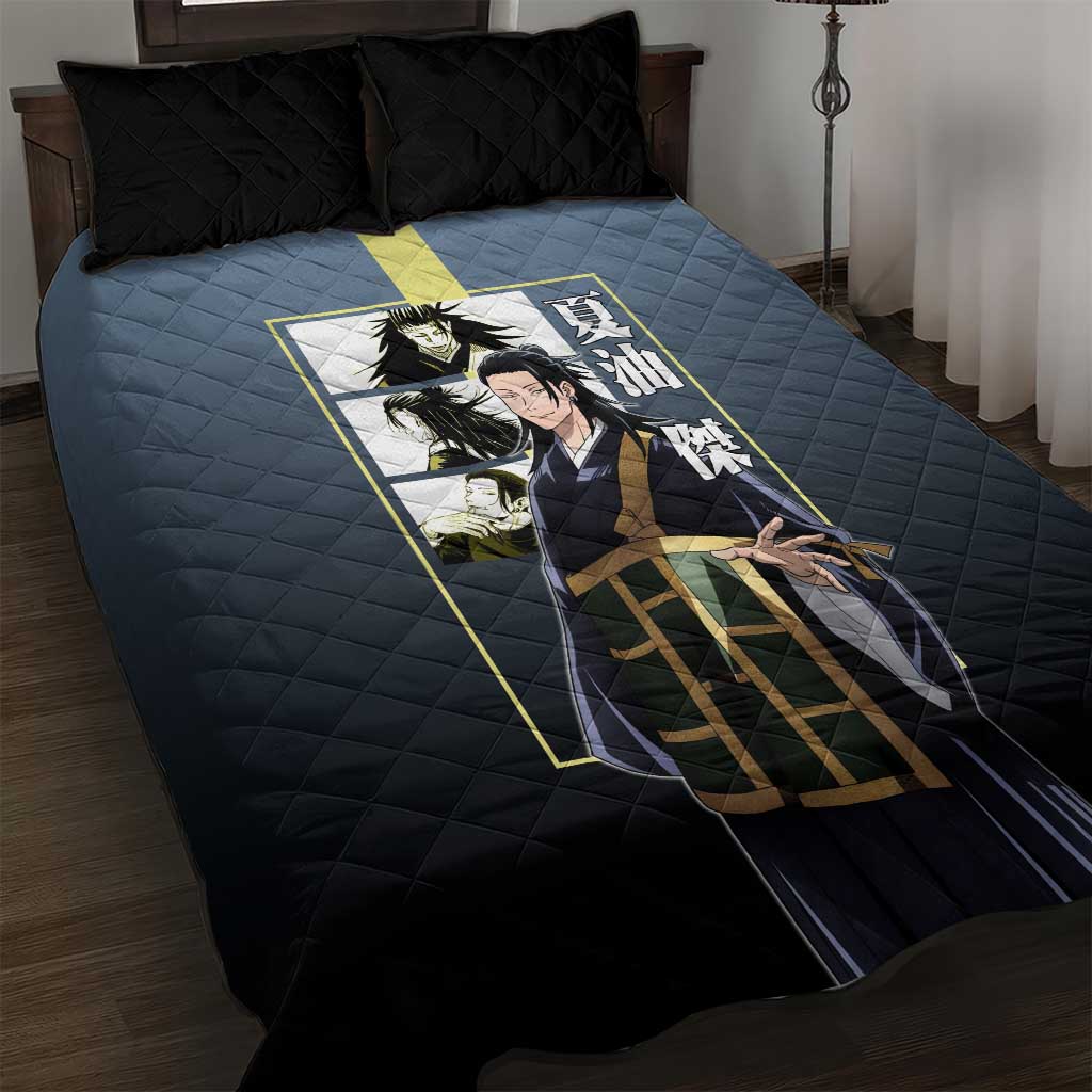 Suguru Geto from Jujutsu Kaisen Quilt Bed Set with Yellow and Blue Background and Multiple Poses Design - The Mazicc