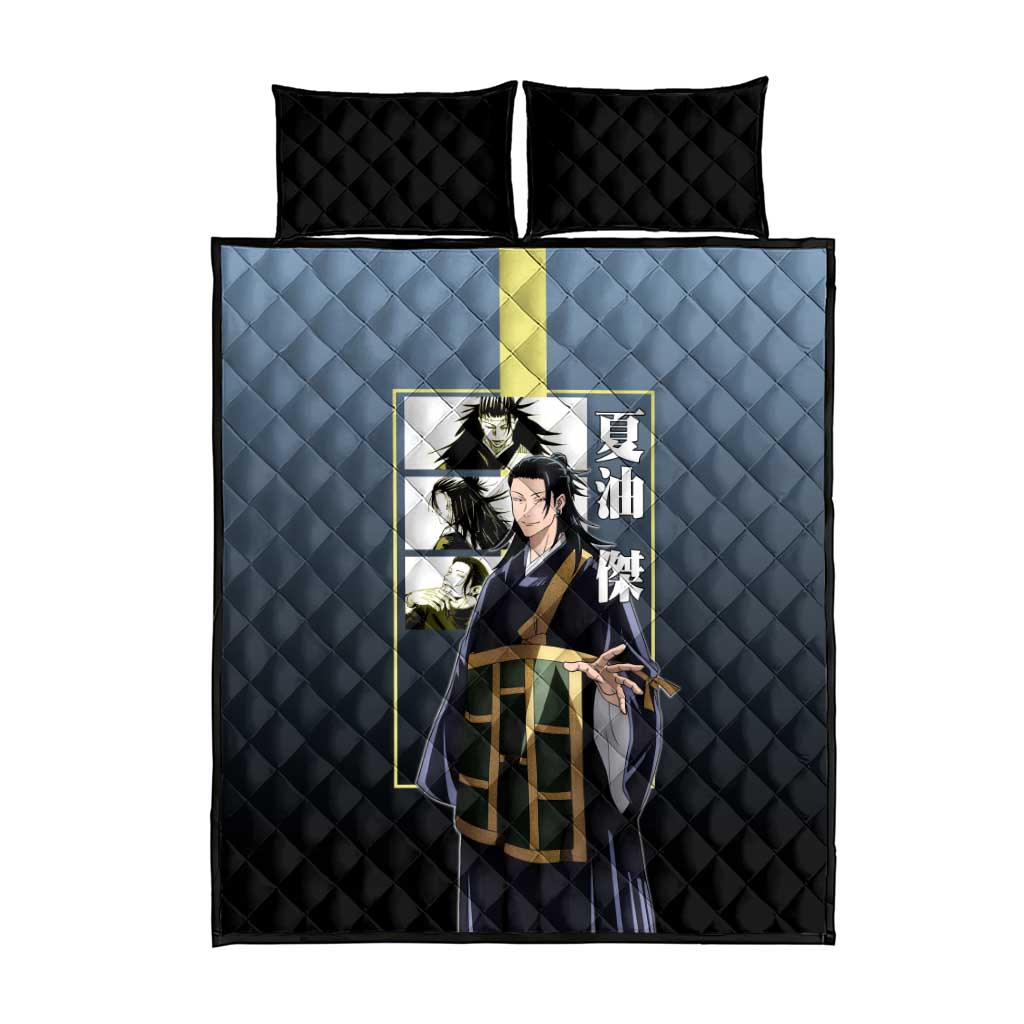Suguru Geto from Jujutsu Kaisen Quilt Bed Set with Yellow and Blue Background and Multiple Poses Design - The Mazicc