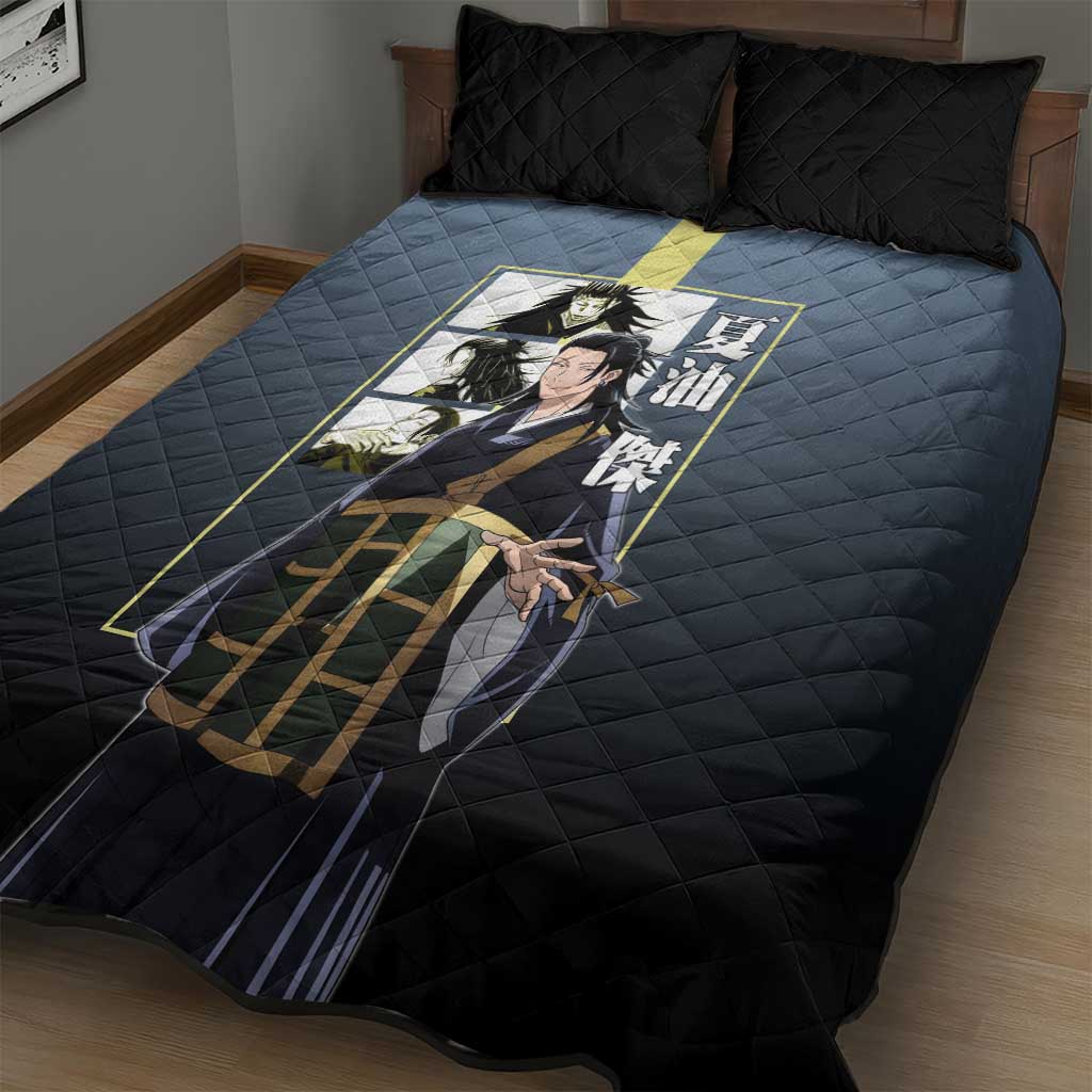 Suguru Geto from Jujutsu Kaisen Quilt Bed Set with Yellow and Blue Background and Multiple Poses Design - The Mazicc