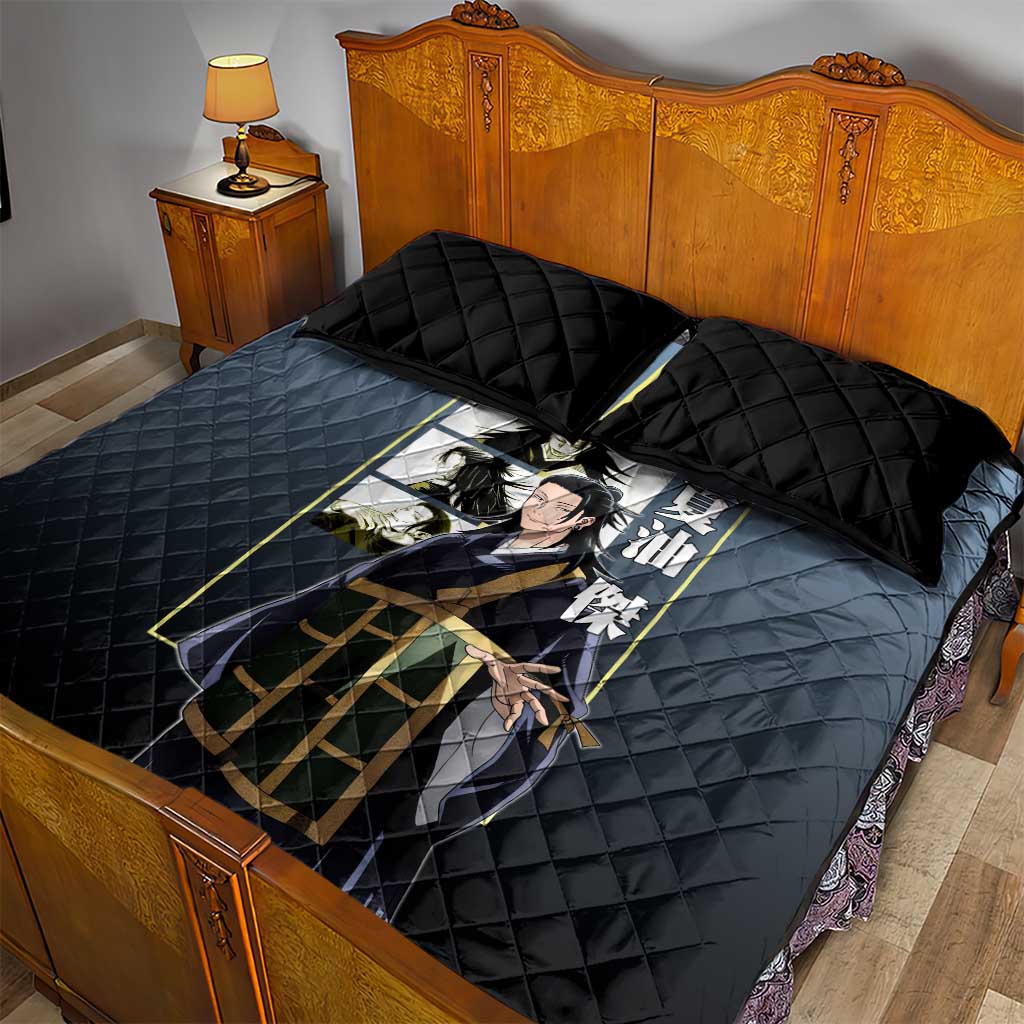 Suguru Geto from Jujutsu Kaisen Quilt Bed Set with Yellow and Blue Background and Multiple Poses Design - The Mazicc