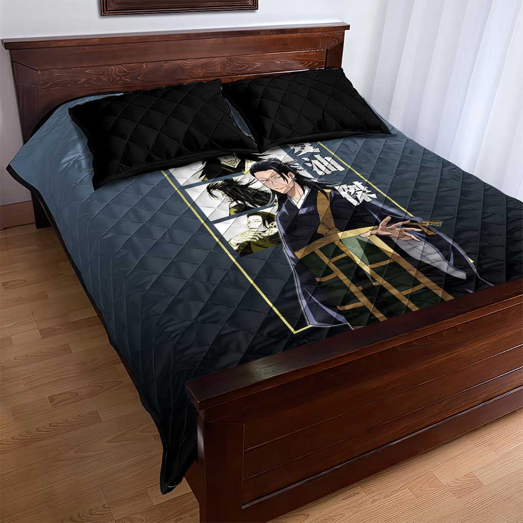 Suguru Geto from Jujutsu Kaisen Quilt Bed Set with Yellow and Blue Background and Multiple Poses Design - The Mazicc
