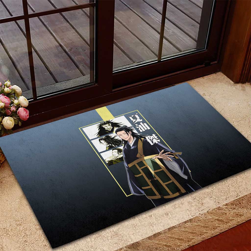 Suguru Geto from Jujutsu Kaisen Rubber Doormat with Yellow and Blue Background and Multiple Poses Design - The Mazicc