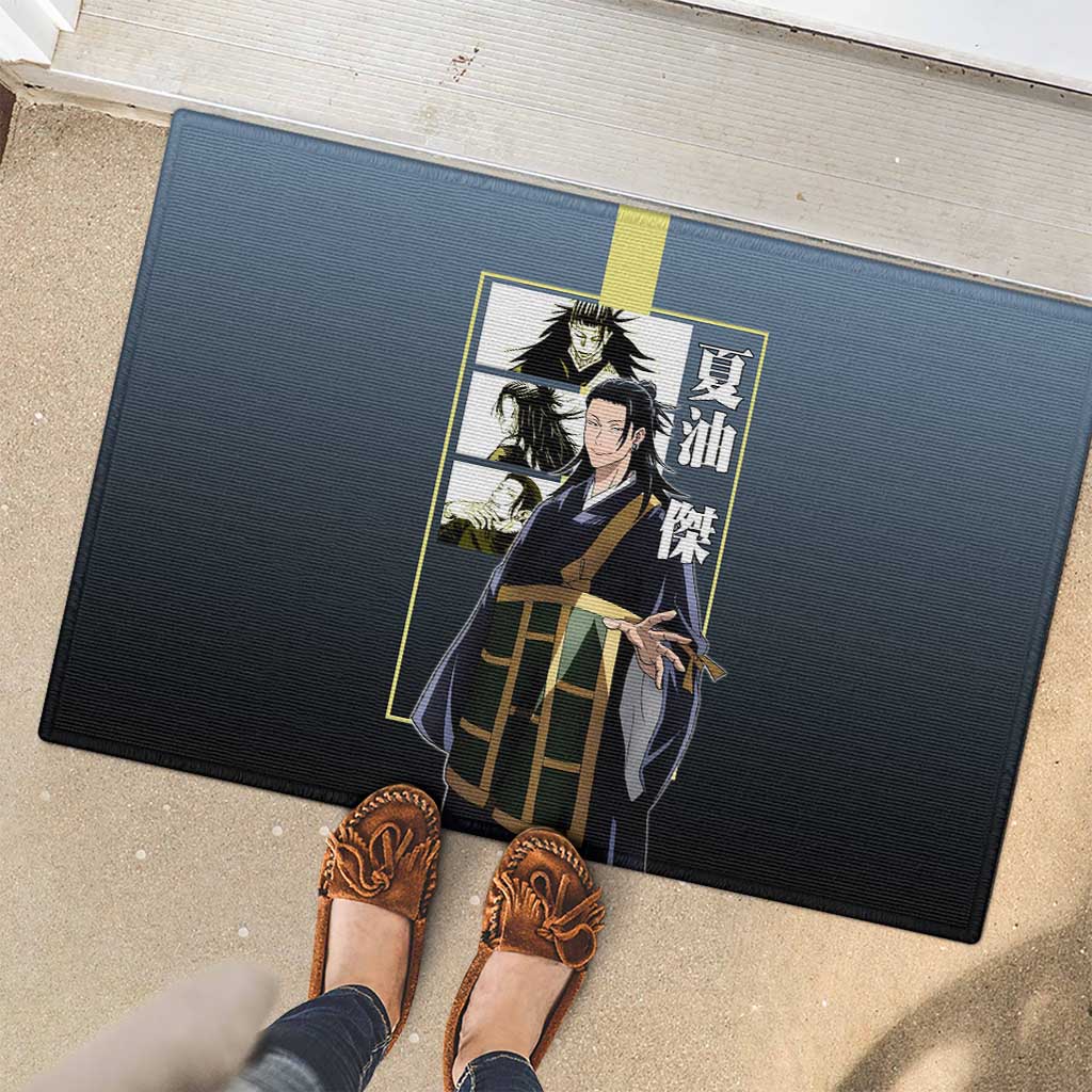 Suguru Geto from Jujutsu Kaisen Rubber Doormat with Yellow and Blue Background and Multiple Poses Design - The Mazicc