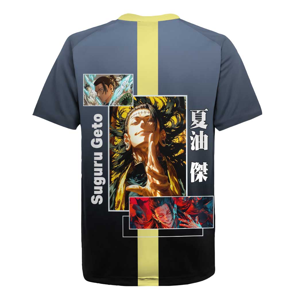 Suguru Geto from Jujutsu Kaisen Rugby Jersey with Yellow and Blue Background and Multiple Poses Design - The Mazicc