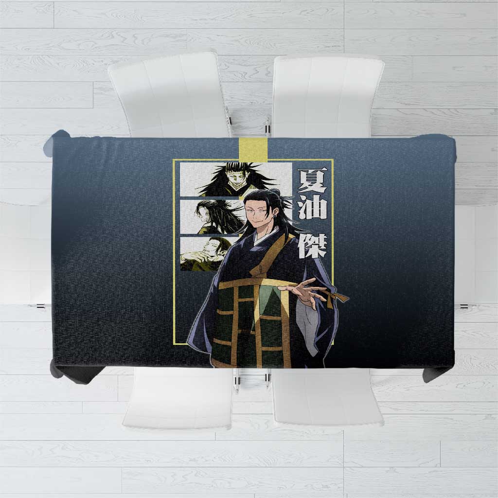 Suguru Geto from Jujutsu Kaisen Tablecloth with Yellow and Blue Background and Multiple Poses Design - The Mazicc
