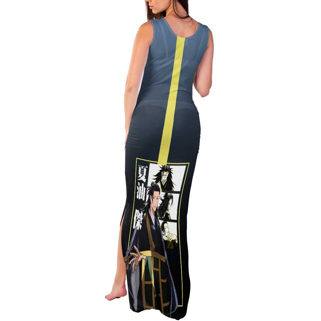 Suguru Geto from Jujutsu Kaisen Tank Maxi Dress with Yellow and Blue Background and Multiple Poses Design - The Mazicc