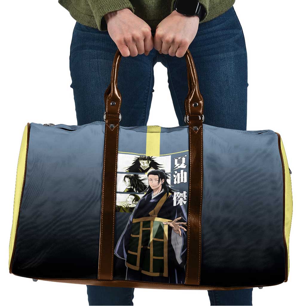 Suguru Geto from Jujutsu Kaisen Travel Bag with Yellow and Blue Background and Multiple Poses Design - The Mazicc