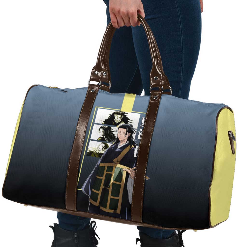 Suguru Geto from Jujutsu Kaisen Travel Bag with Yellow and Blue Background and Multiple Poses Design - The Mazicc