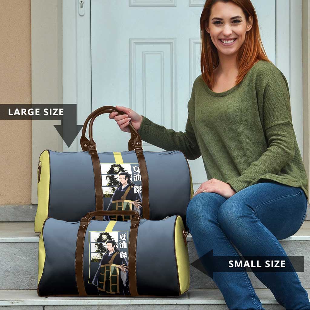 Suguru Geto from Jujutsu Kaisen Travel Bag with Yellow and Blue Background and Multiple Poses Design - The Mazicc