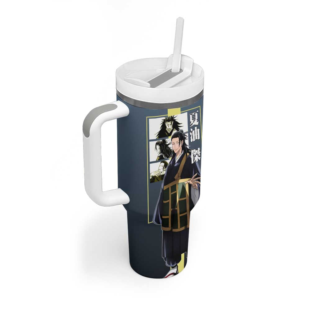 Suguru Geto from Jujutsu Kaisen Tumbler With Handle with Yellow and Blue Background and Multiple Poses Design - The Mazicc