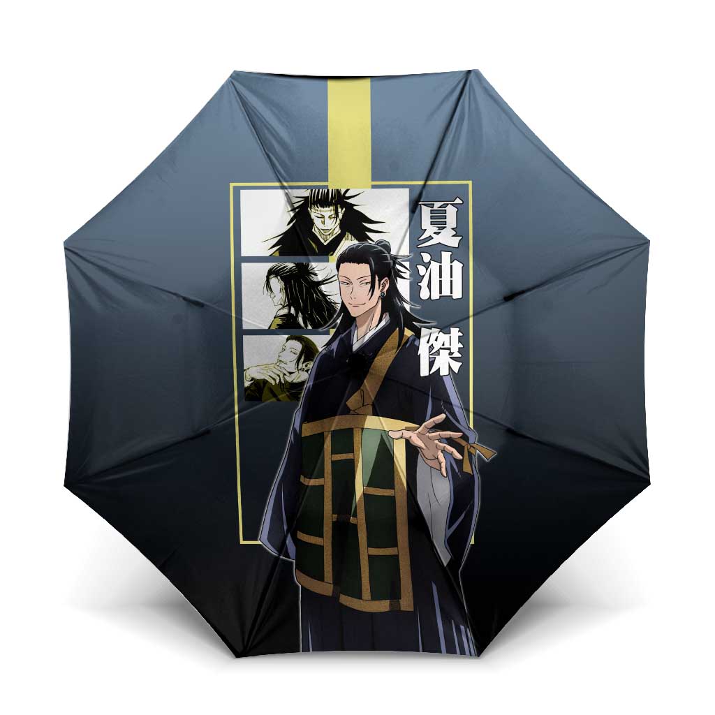 Suguru Geto from Jujutsu Kaisen Umbrella with Yellow and Blue Background and Multiple Poses Design - The Mazicc