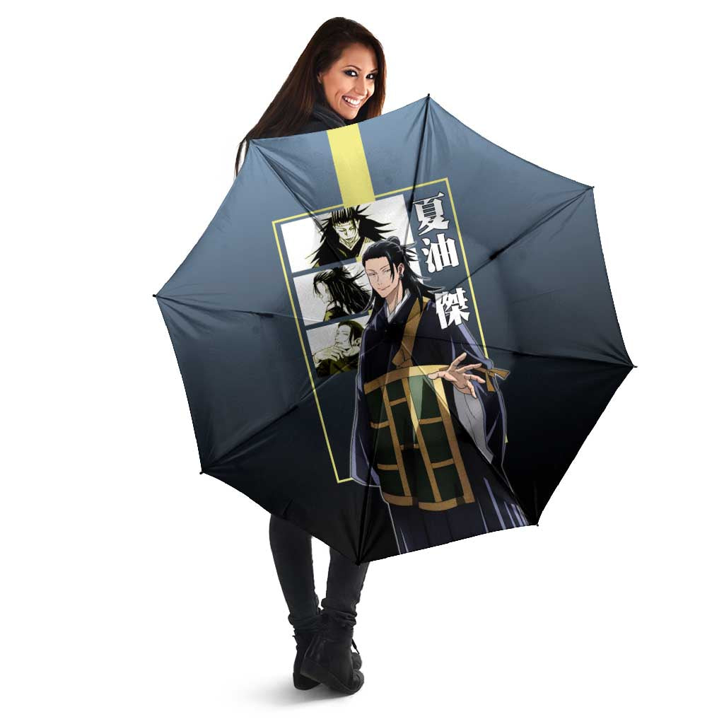 Suguru Geto from Jujutsu Kaisen Umbrella with Yellow and Blue Background and Multiple Poses Design - The Mazicc