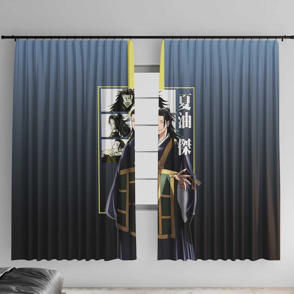 Suguru Geto from Jujutsu Kaisen Window Curtain with Yellow and Blue Background and Multiple Poses Design - The Mazicc