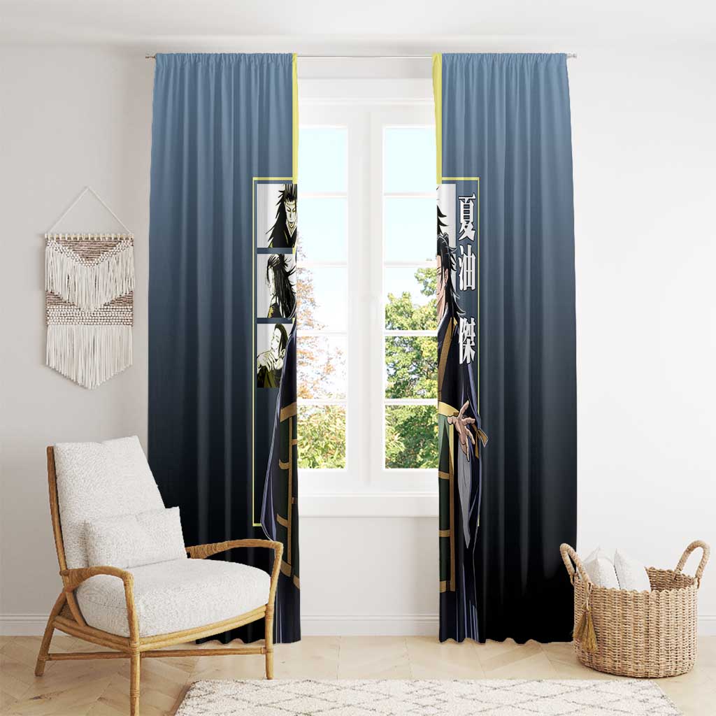 Suguru Geto from Jujutsu Kaisen Window Curtain with Yellow and Blue Background and Multiple Poses Design - The Mazicc