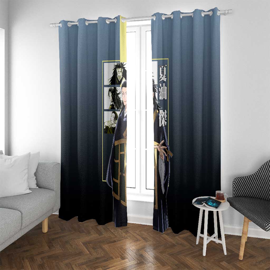 Suguru Geto from Jujutsu Kaisen Window Curtain with Yellow and Blue Background and Multiple Poses Design - The Mazicc
