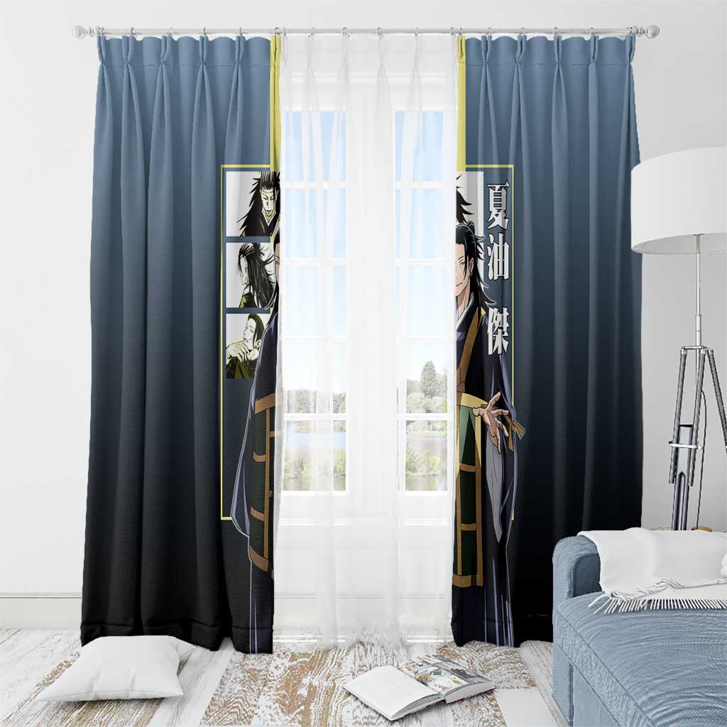 Suguru Geto from Jujutsu Kaisen Window Curtain with Yellow and Blue Background and Multiple Poses Design - The Mazicc