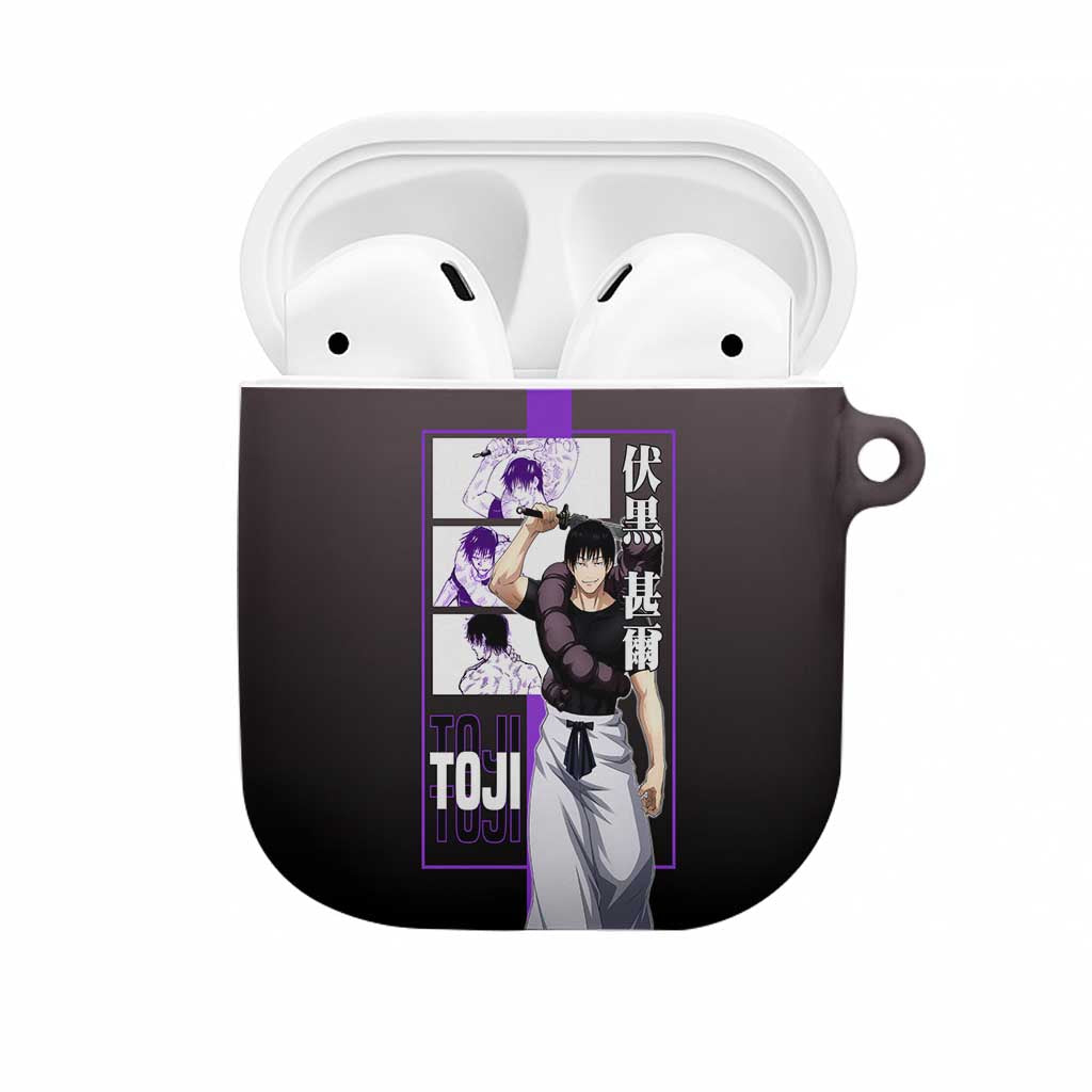 Fushiguro Toji from Jujutsu Kaisen AirPods Case with Purple and Black Background and Multiple Poses Design - The Mazicc