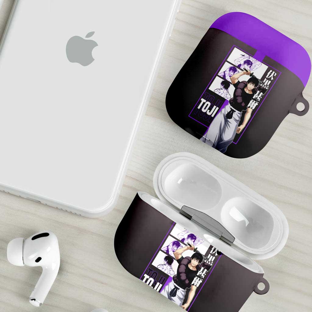 Fushiguro Toji from Jujutsu Kaisen AirPods Case with Purple and Black Background and Multiple Poses Design - The Mazicc