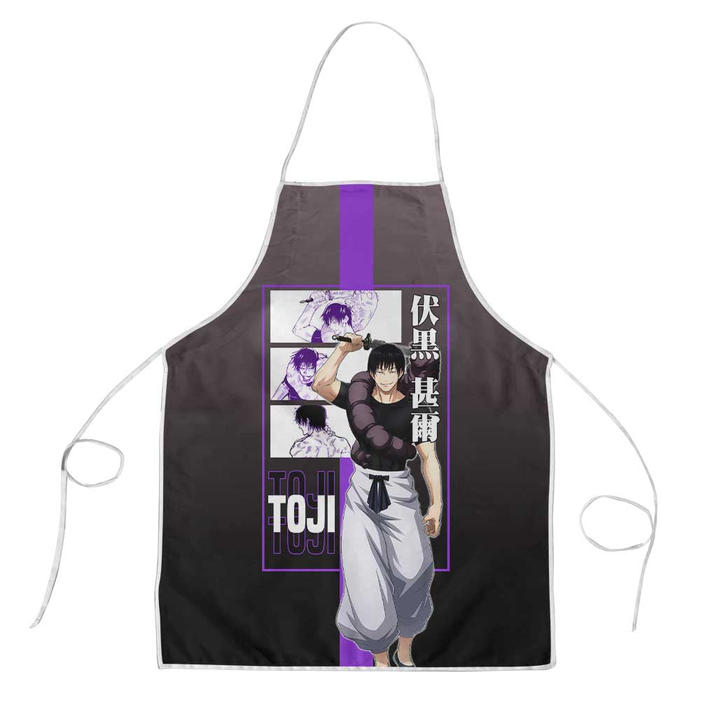 Fushiguro Toji from Jujutsu Kaisen Apron with Purple and Black Background and Multiple Poses Design - The Mazicc