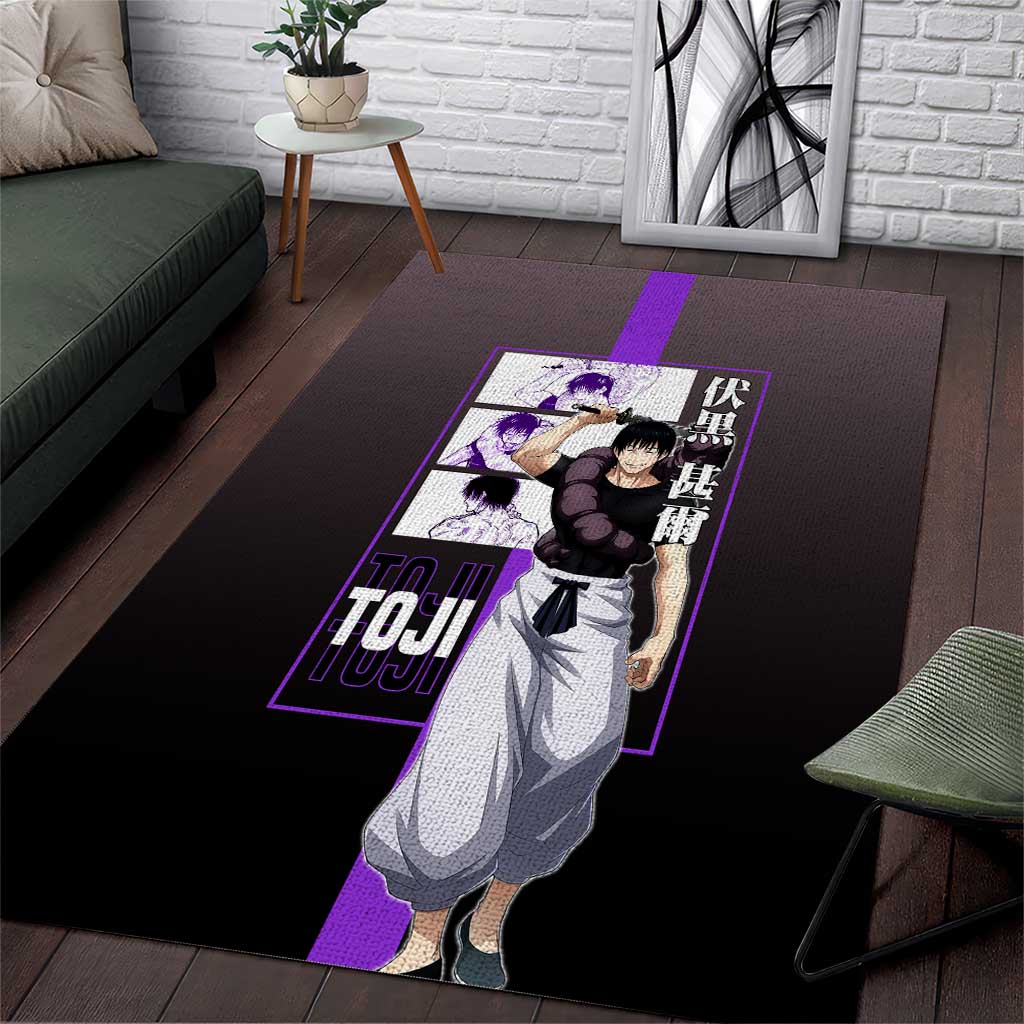 Fushiguro Toji from Jujutsu Kaisen Area Rug with Purple and Black Background and Multiple Poses Design - The Mazicc