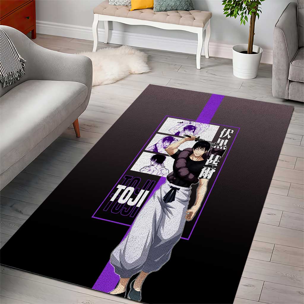 Fushiguro Toji from Jujutsu Kaisen Area Rug with Purple and Black Background and Multiple Poses Design - The Mazicc