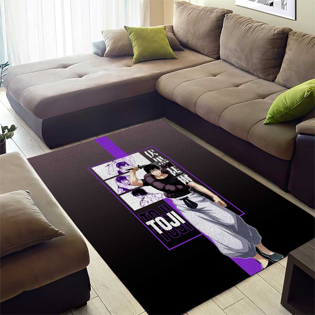Fushiguro Toji from Jujutsu Kaisen Area Rug with Purple and Black Background and Multiple Poses Design - The Mazicc