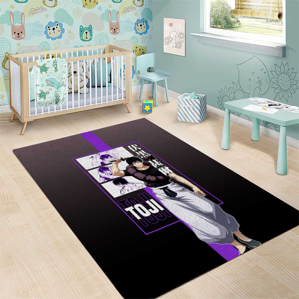 Fushiguro Toji from Jujutsu Kaisen Area Rug with Purple and Black Background and Multiple Poses Design - The Mazicc