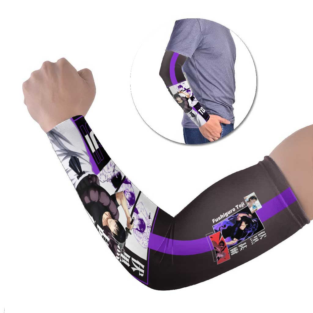 Fushiguro Toji from Jujutsu Kaisen Arm Sleeves with Purple and Black Background and Multiple Poses Design - The Mazicc