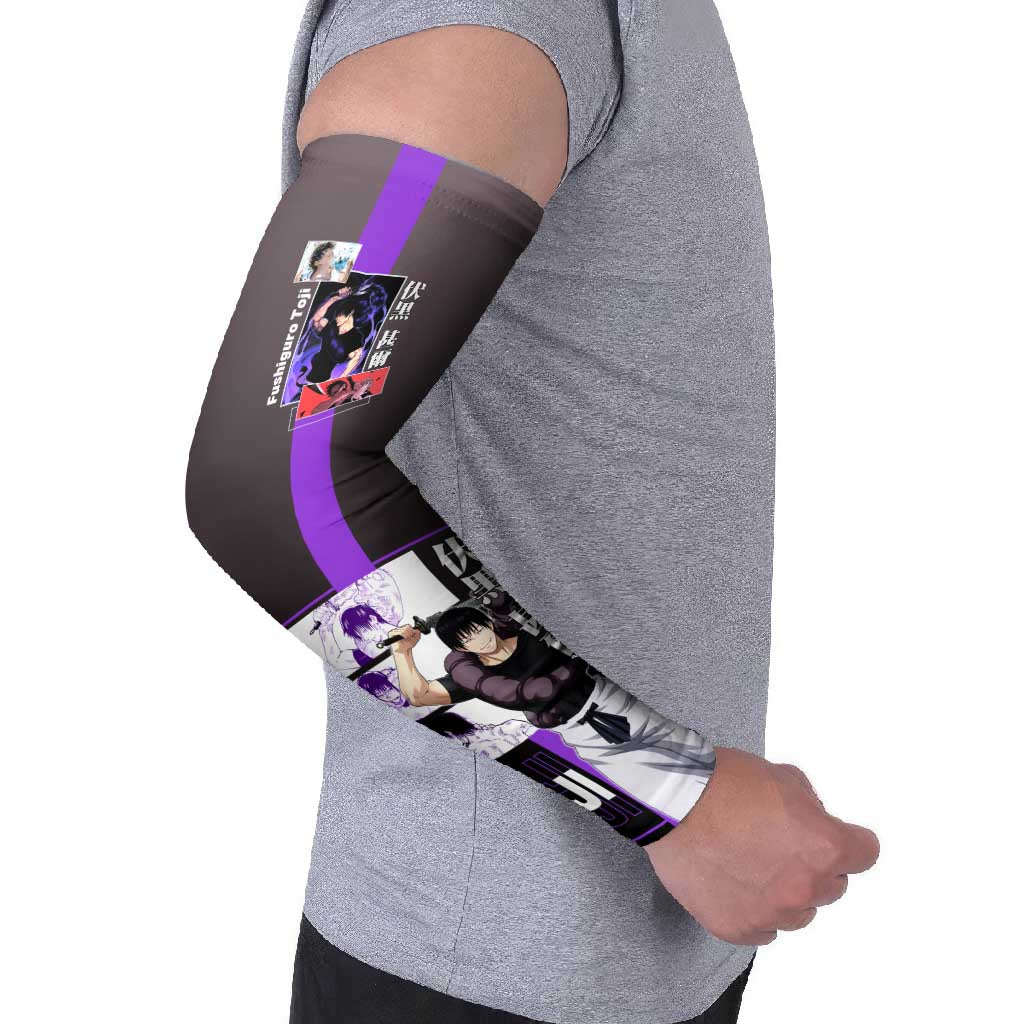 Fushiguro Toji from Jujutsu Kaisen Arm Sleeves with Purple and Black Background and Multiple Poses Design - The Mazicc