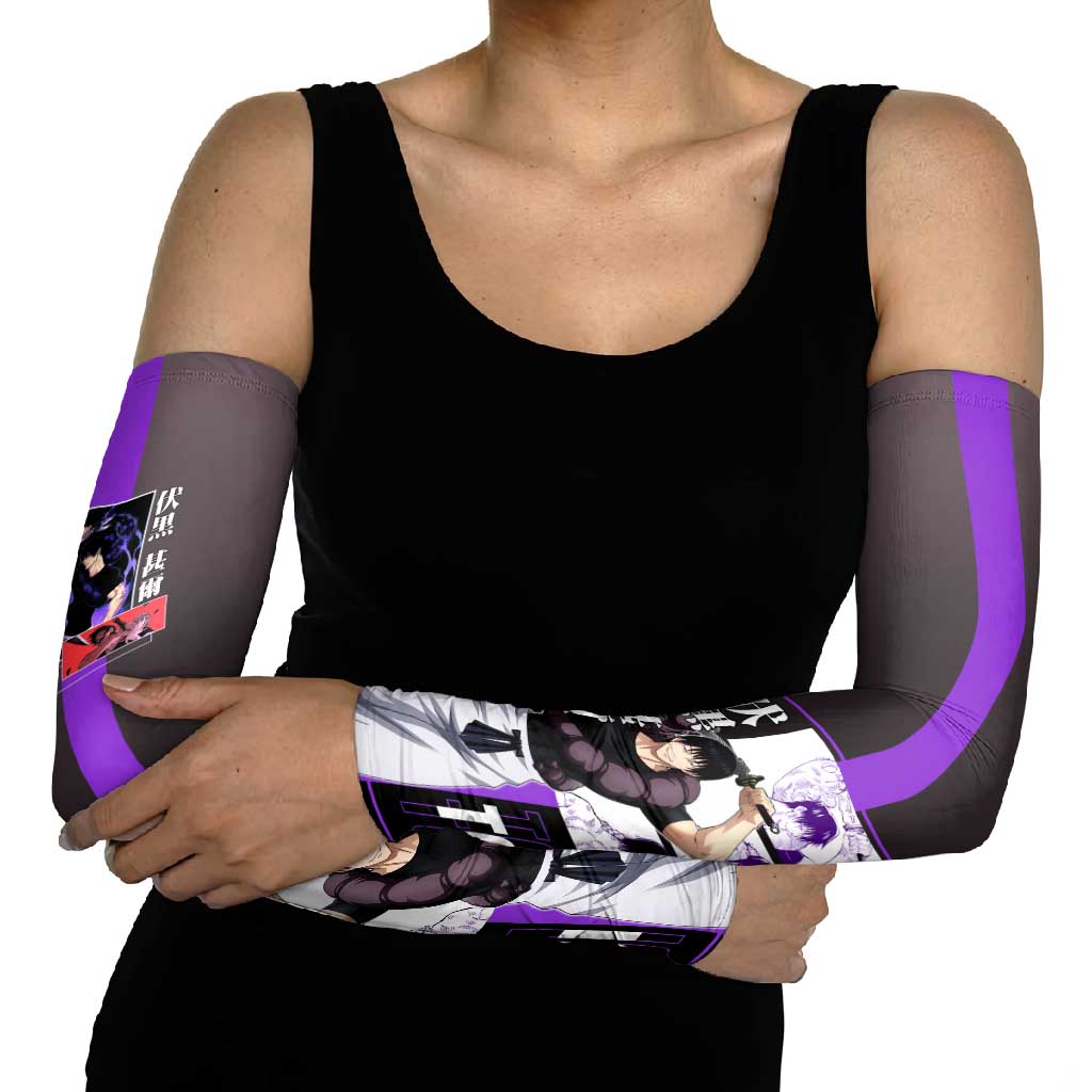 Fushiguro Toji from Jujutsu Kaisen Arm Sleeves with Purple and Black Background and Multiple Poses Design - The Mazicc