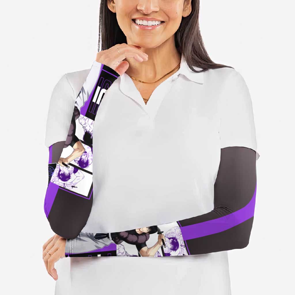 Fushiguro Toji from Jujutsu Kaisen Arm Sleeves with Purple and Black Background and Multiple Poses Design - The Mazicc