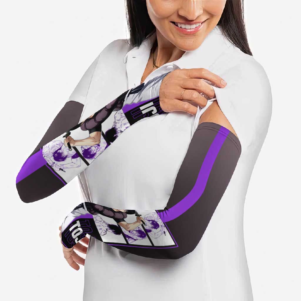 Fushiguro Toji from Jujutsu Kaisen Arm Sleeves with Purple and Black Background and Multiple Poses Design - The Mazicc