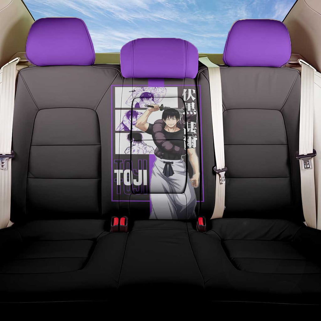 Fushiguro Toji from Jujutsu Kaisen Back Car Seat Cover with Purple and Black Background and Multiple Poses Design - The Mazicc