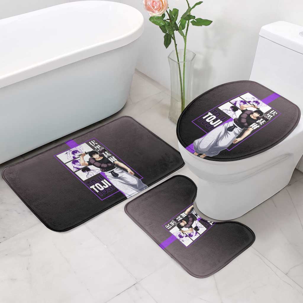Fushiguro Toji from Jujutsu Kaisen Bathroom Set with Purple and Black Background and Multiple Poses Design - The Mazicc