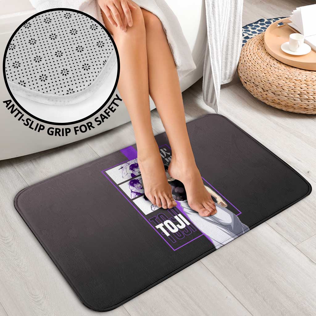 Fushiguro Toji from Jujutsu Kaisen Bathroom Set with Purple and Black Background and Multiple Poses Design - The Mazicc