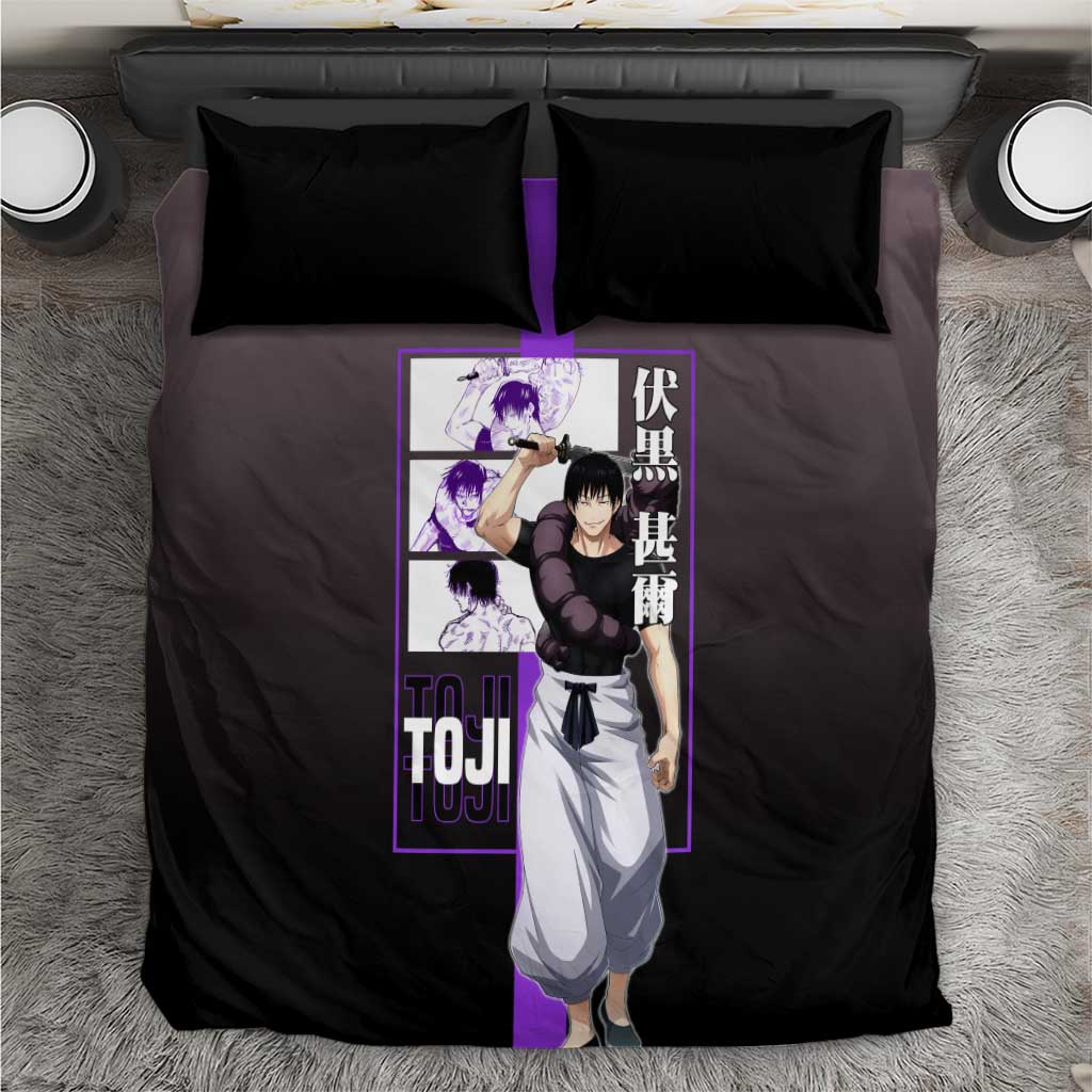 Fushiguro Toji from Jujutsu Kaisen Bedding Set with Purple and Black Background and Multiple Poses Design - The Mazicc