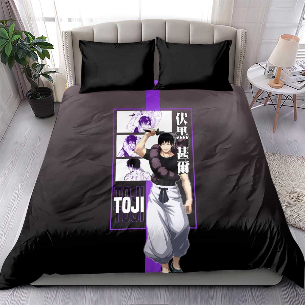 Fushiguro Toji from Jujutsu Kaisen Bedding Set with Purple and Black Background and Multiple Poses Design - The Mazicc
