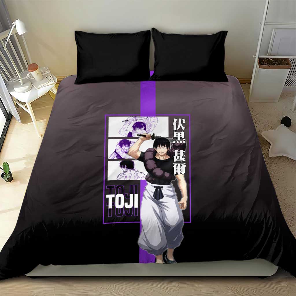 Fushiguro Toji from Jujutsu Kaisen Bedding Set with Purple and Black Background and Multiple Poses Design - The Mazicc