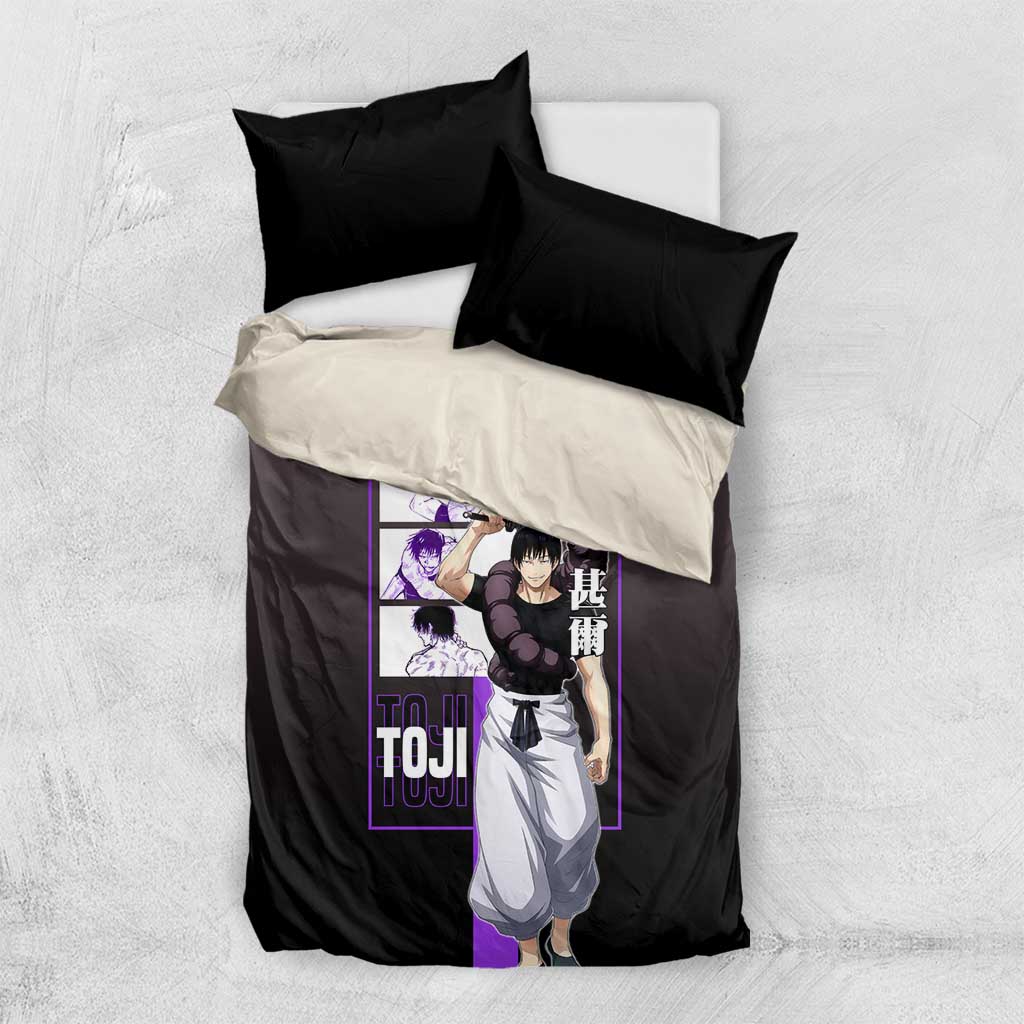 Fushiguro Toji from Jujutsu Kaisen Bedding Set with Purple and Black Background and Multiple Poses Design - The Mazicc
