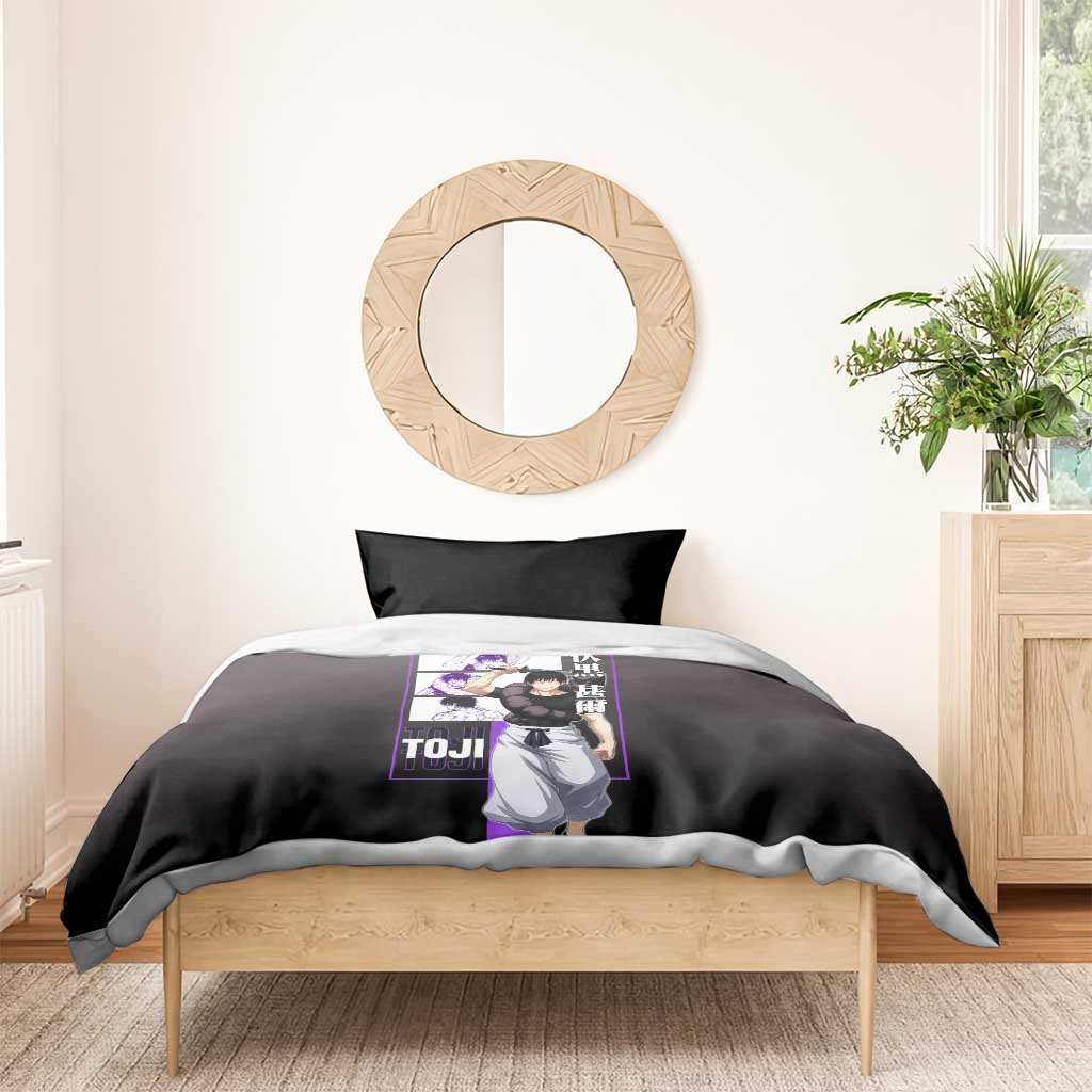 Fushiguro Toji from Jujutsu Kaisen Bedding Set with Purple and Black Background and Multiple Poses Design - The Mazicc