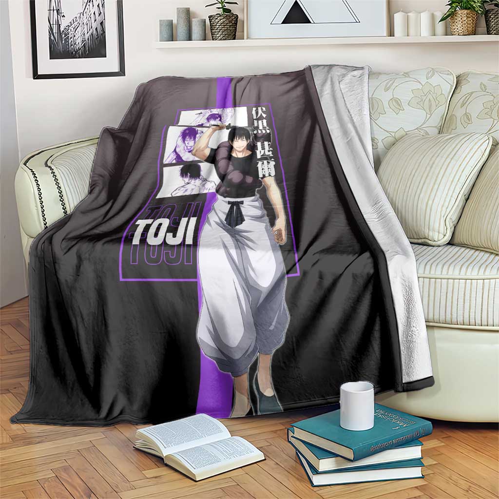 Fushiguro Toji from Jujutsu Kaisen Blanket with Purple and Black Background and Multiple Poses Design - The Mazicc