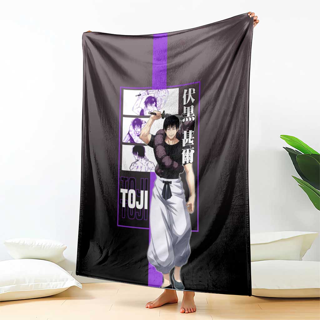 Fushiguro Toji from Jujutsu Kaisen Blanket with Purple and Black Background and Multiple Poses Design - The Mazicc