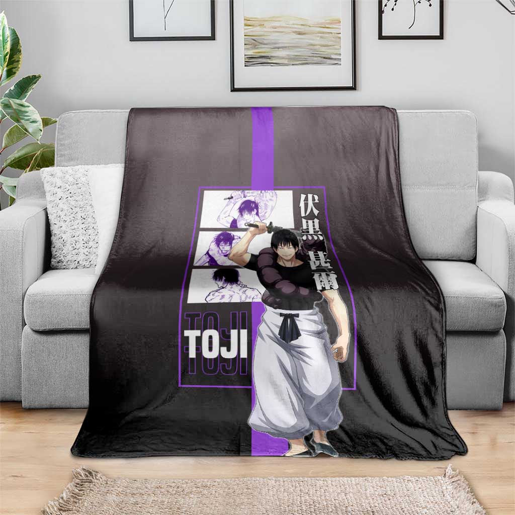 Fushiguro Toji from Jujutsu Kaisen Blanket with Purple and Black Background and Multiple Poses Design - The Mazicc