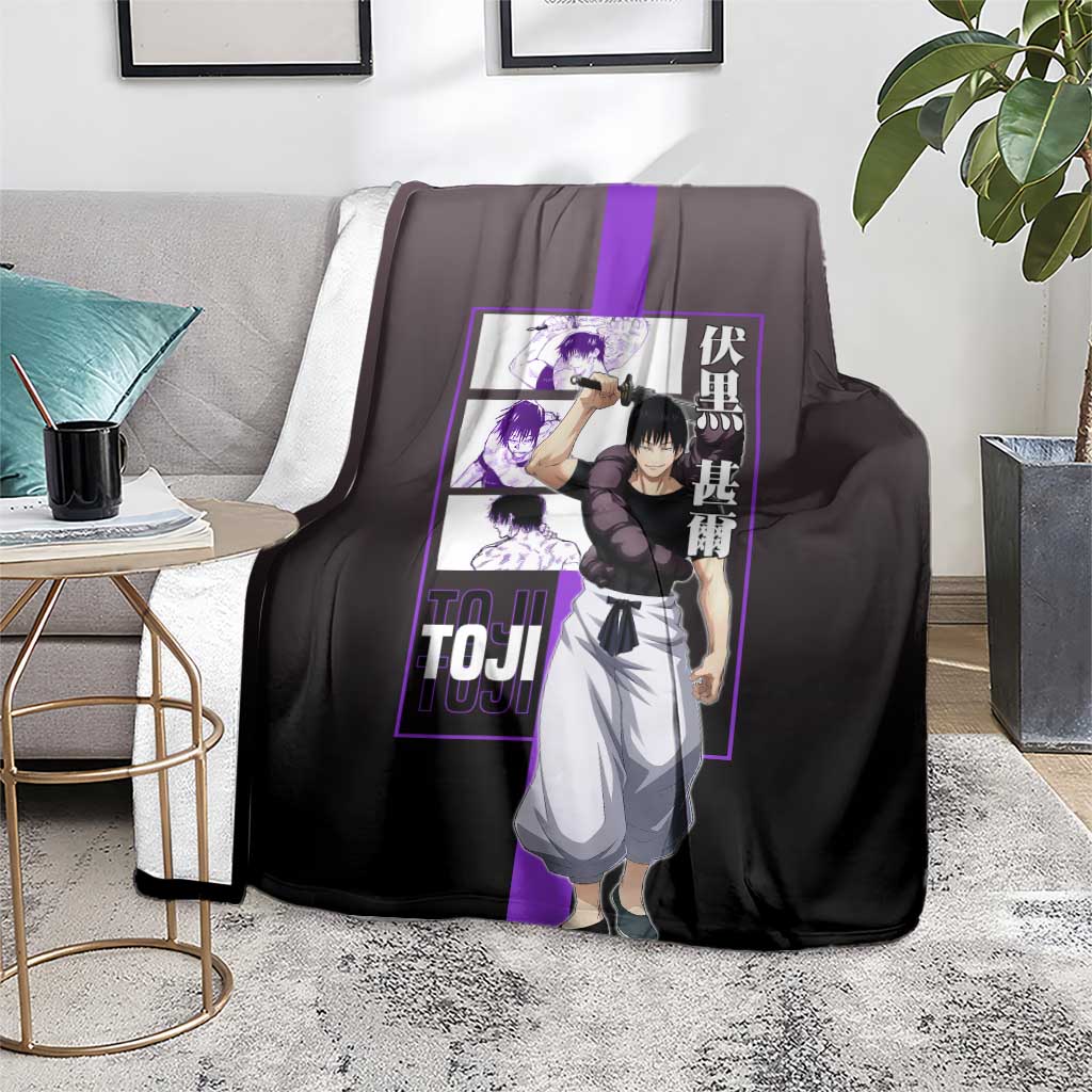Fushiguro Toji from Jujutsu Kaisen Blanket with Purple and Black Background and Multiple Poses Design - The Mazicc